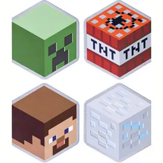 Paladone Minecraft Metall-Untersetzer Mit Korkrückseite - Set Aus 4 - Steve, Creeper, Diamanterz, Tnt Block - Offizielles Geschenk & Deko Für Minecraft-Fans