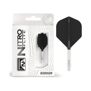 Red Dragon Darts – Nitro Flite Integrated Flight & Shaft System – No.2 Shape And Design – White & Black Colour, Intermediate Length