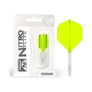 Red Dragon Darts Nitro Flite Geïntegreerd Vlucht- En Assysteem – Nr. 2 Vorm En Design – Wit & Geel Kleur, Gemiddelde Lengte