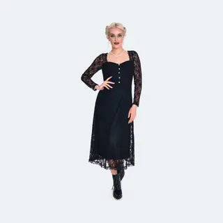 Voodoo Vixen Vintage Style Lace Midi Dress Midi Dress Black