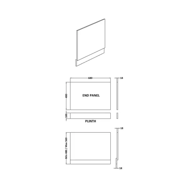 Elite Range Antique Oak, 700mm Bath End Panel thumbnail