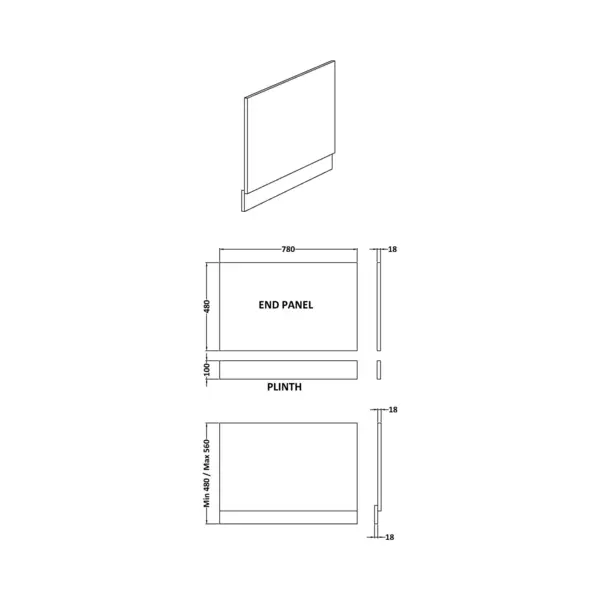 Elite Range Antique Oak, 800mm Bath End Panel thumbnail