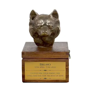 Urn voor hond Langharige Chihuahua Urn Hond Met Hondenbeeldje - Gepersonaliseerde Hondenurn