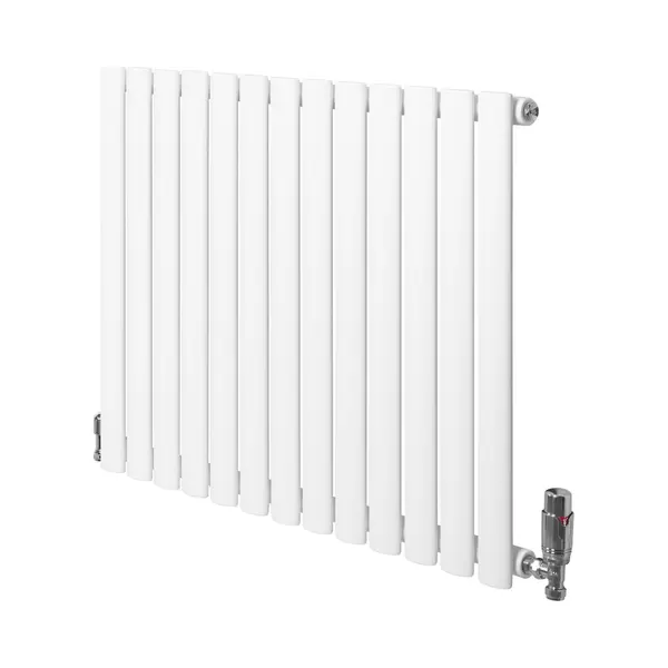 MonsterShop Horizontale Design Radiator Ovaal - 1 Kolom - Wit - 600x780 Mm - Thermostaatkraan thumbnail