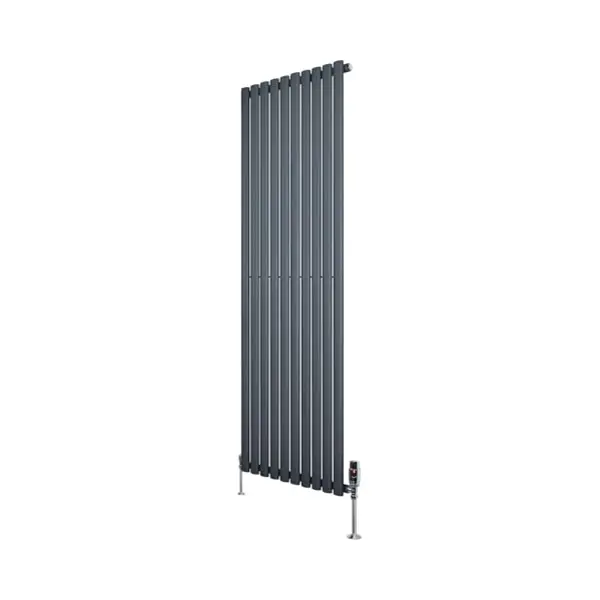 MonsterShop Verticale Design Radiator Ovaal 1 Kolom - Grijs 1800x600 Mm Thermostaatkraan thumbnail