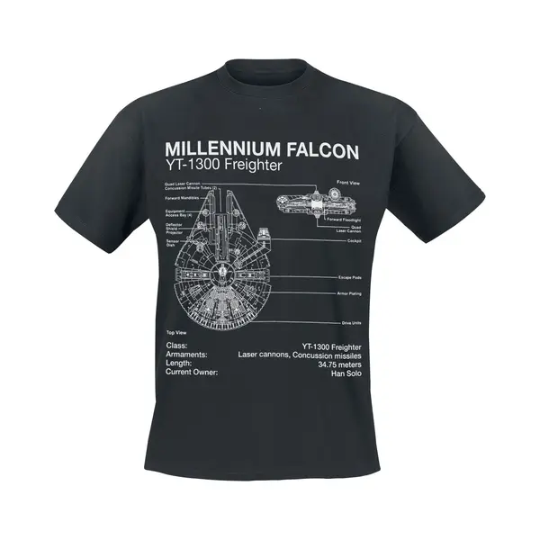Star Wars Millenium Falcon Sketch T-Shirt Black thumbnail