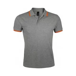 Sols Mens Pasadena Tipped Short Sleeve Pique Polo Shirt (Grey Marl/Orange) - Multicolour Cotton - Size X-Large