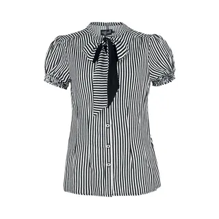 Hell Bunny Humbug Blouse Black White