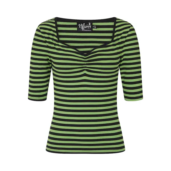 Hell Bunny Warlock Top Long-sleeve Shirt Green Black thumbnail