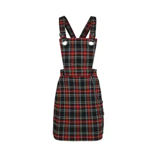 Hell Bunny Clash Pinafore Dress Midi Dress Black Red