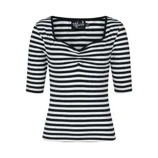 Hell Bunny Warlock Top Langarmshirt Schwarz Weiß In M