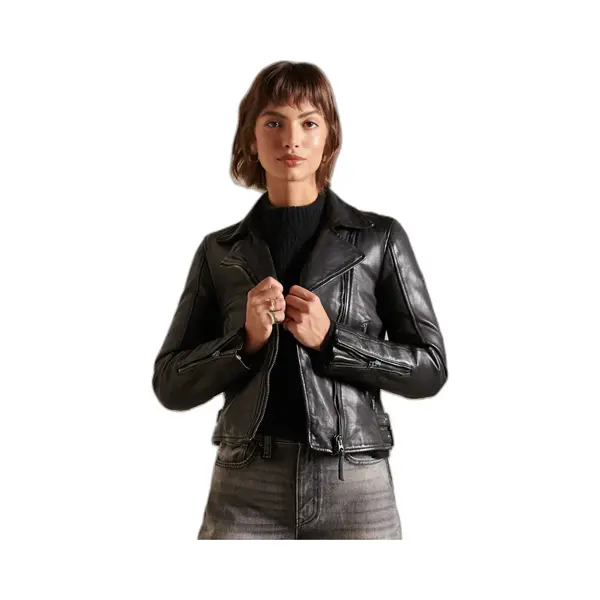 Klassische Bikerjacke Aus Leder Damen Superdry thumbnail