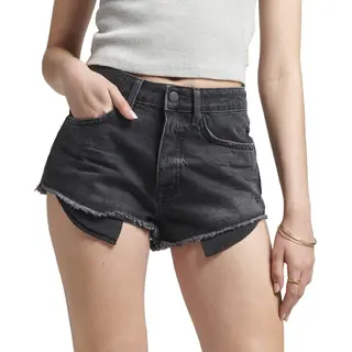 Superdry Vintage High Rise Korte Jeans Zwart 28 Vrouw