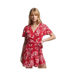 Superdry Womens Vintage Mini Wrap Dress Lässiges Kleid, Floral Red, M