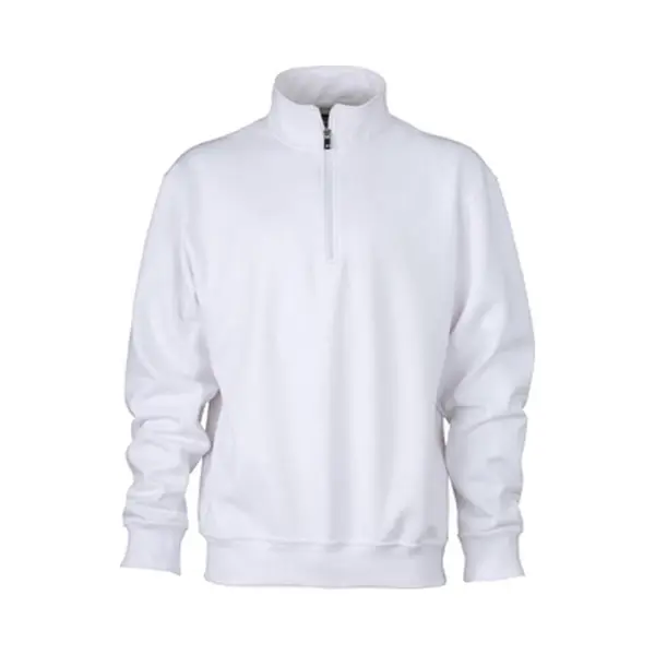 James & Nicholson James And Nicholson Uniseks Werkkleding Half Ritssweatshirt (Wit) thumbnail
