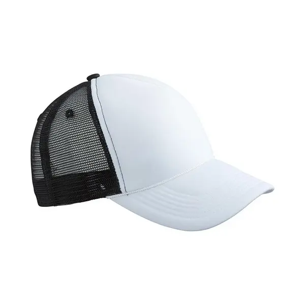Myrtle Beach Volwassenen Unisex 5 Panel Retro Mesh Cap (Wit/zwart) thumbnail