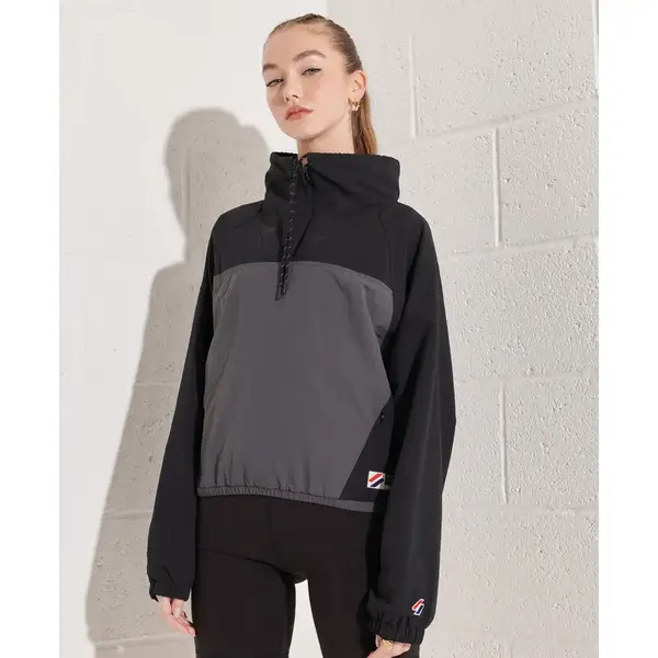 Superdry Overhead Cropped Cagoule Jas Zwart, Grijs S Vrouw thumbnail