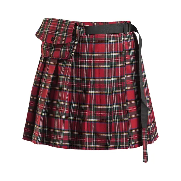 Banned Check It Out Kilt Mini Skirt Red thumbnail