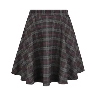 Banned Retro Rock Check Flared Skirt Mini Skirt Grey Purple