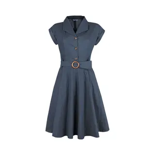 Banned Retro Spot Perfection Fit & Flare Dress Midi Dress Navy
