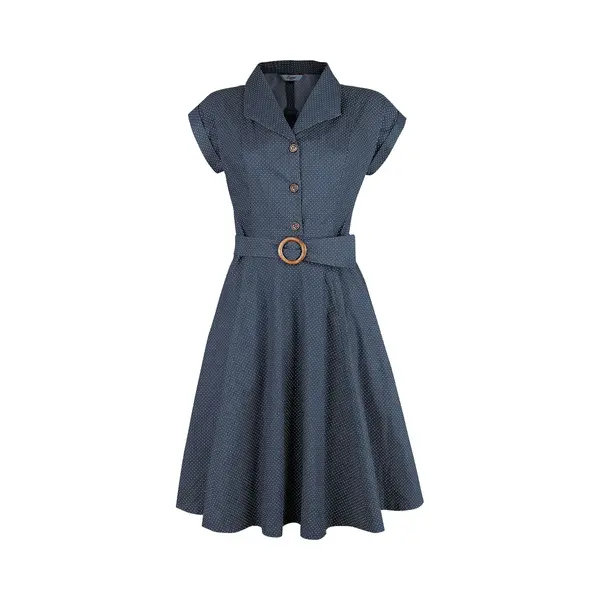 Banned Retro Spot Perfection Fit & Flare Dress Midi Dress Navy thumbnail