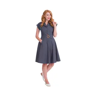 Banned Retro Spot Perfection Fit & Flare Dress Midi Dress Navy