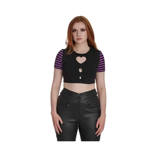 Banned - Aiko Cut Out Crop Top - M - Paars/Zwart thumbnail