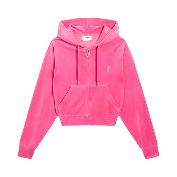 Juicy Couture Juicy Couture Iccle Diamante Oversized Cropped Hoodie Roze - Maat M thumbnail