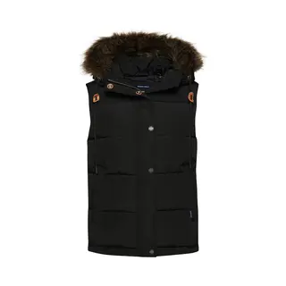 Superdry For Woman. W5011395A Synthetic Fur Waistcoat Everest Black (L), Casual, Polyester