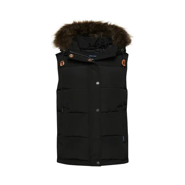Superdry For Woman. W5011395A Synthetic Fur Waistcoat Everest Black (L), Casual, Polyester thumbnail