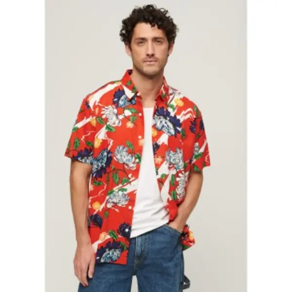 Superdry For Man. M4010620A Hawaiian Short Sleeve Shirt Red (Xxl), Casual, Modal thumbnail