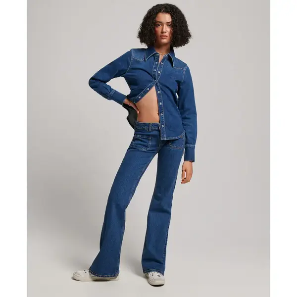 Denim-Hemd Aus Bio-Baumwolle Frau Superdry Western thumbnail