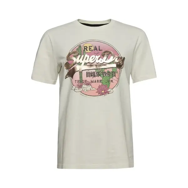 Superdry Vintage Narrative Damen T-Shirt Weiß/rosa - Xxs thumbnail
