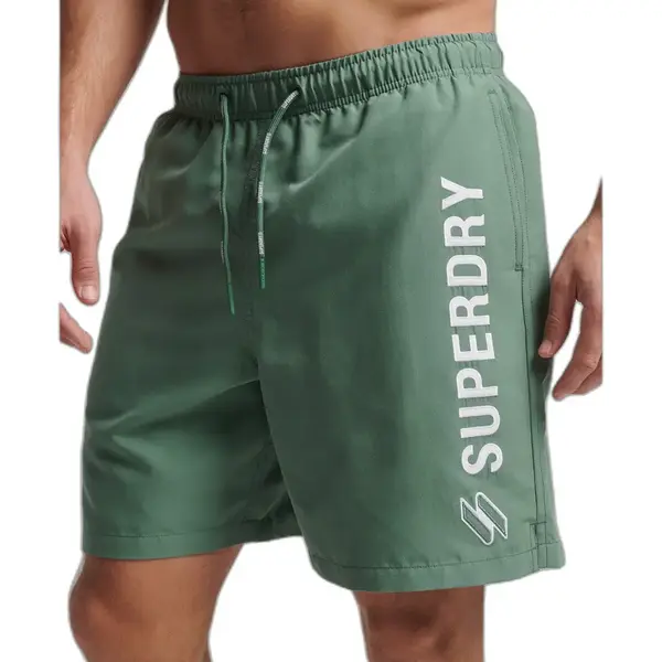 Superdry Herren 19-Zoll-Badeshorts Mit Applikation Aus Recyceltem Material Waldgrün Nachtgrün S thumbnail