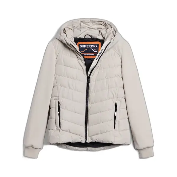 Superdry Damen Storm Hybrid Steppjacke Mit Kapuze Pelikan Beige 36 thumbnail