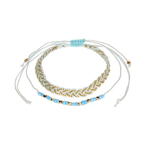 Stands Out, Supplying Outstanding Gifts Aloha Girls Womens Blue Braided Anklet Ankle Bracelet Adjustable Beach Bead Foot Jewellery thumbnail