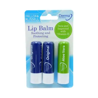 Bizzico Derma Intensive+ Lip Balms Triple Value Pack, 3-Pack (2 Original + 1 Aloe Vera) - Long-Lasting Protection, Moisturizes & Soothes Lips - Ideal