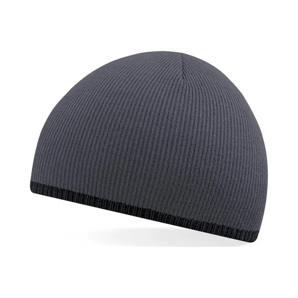 Beechfield Two-Tone Beanie Knitted Hat Graphite Grey/Black thumbnail