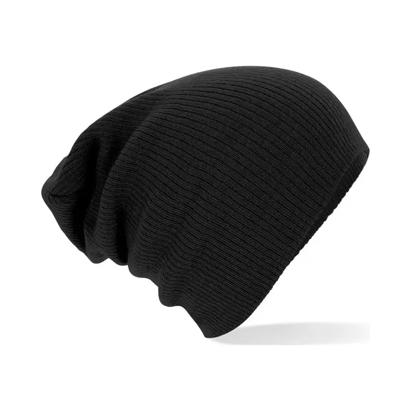 Beechfield Unisex Slouch Winter Beanie Hat (Zwart) thumbnail