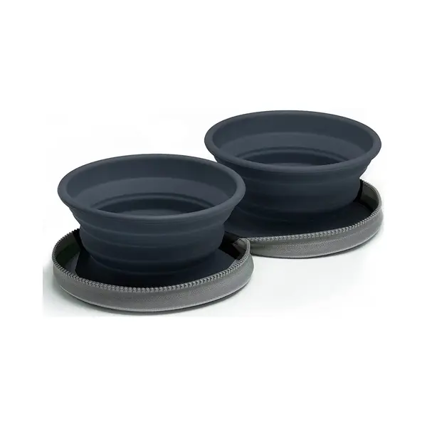 Colapz Collapsible Dog Bowls With Travel Case – Foldable Silicone Pet Feeding & Water Bowls For Travel, Camping & Hiking – Charcoal Grey thumbnail