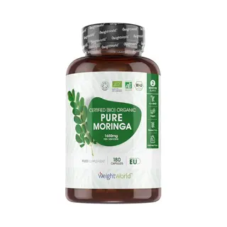 Weight World WeightWorld Biologische Moringa Capsules - 1650 Mg - 180 Capsules - Rijk Aan Vitamines, Mineralen En Antioxidanten