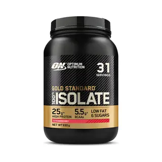 Optimum Nutrition On Gold Standard 100% Isolate Pure Whey Protein, Naturally Occurring BCAAs And Glutamine, Pre And Post Workout, Strawberry Flavour,