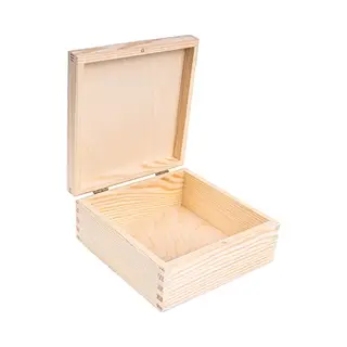 Creative Deco Small Wooden Storage Box | 16.2 X 16.2 X 7.2 Cm | Unpainted Plain Square Box With Lid Trinket Gift Easter Box | Office Or Bedroom |