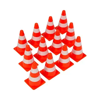 Bramble 12er-Set Pylonen 23 Cm Orange-Weiß - Sportkegel Verkehrshütchen Markierungskegel - Auch Als Spielkegel Für Kinder