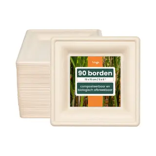 Haago 90 Strong Compostable Sugarcane Dessert Plates, 15 Cm / 6 Inch – Heavy Duty, Grease- & Leak-Proof Paper Plate – Biodegradable Disposable