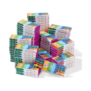 The Twiddlers 144 Boxes Of Wax Crayons For Kids - 4 Per Box, 576 Total - Mixed Coloured, Perfect For School Classrooms, Restaurants, Bulk Kids Crayons