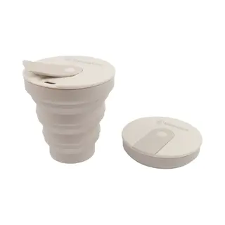 Hunu I Herbruikbare Opvouwbare Koffiekop Grijs-Creme | Food-Grade Siliconen Beker | Duurzaam Cadeau | Dishwasher Safe | Reusable Collapsible Coffee
