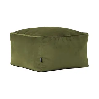 Icon Amara Hocker, Olivgrün, Flauschiger Samt Stoff, Samt Sitzsack, Sitzpuff Hocker Mit Füllung, Fußhocker Für Das Wohnzimmer, Deko Wohnzimmer