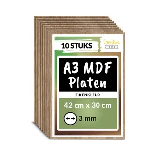 Creative Deco 10 X A3 Mdf Board Sheet Oak | 420 X 300 X 3mm Wood | Wooden Blank For Drawing, Home Decor, Art And Craft, Painting, Diy Projects, Laser