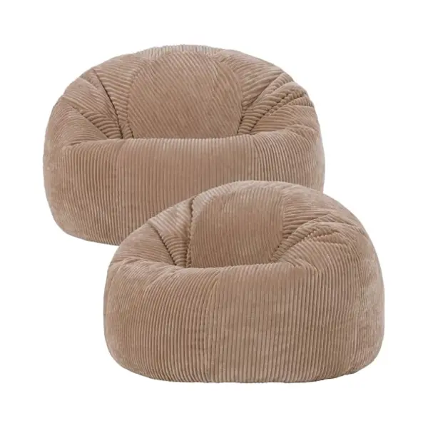 Icon Kingston Cord Bean Bag, Mocha Brown, Set Of 2, Large Adult Bean Bag Chair With Filling Included, Comfy Chair, Pouffe Footstool, Living Room thumbnail
